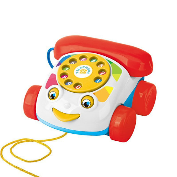 Pedagogisk leksak, simulerad telefon med roterande ratt och hjul