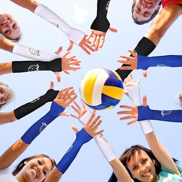 3 par sports volleyball arm sleeves til ungdoms volleyball håndledsbeskyttere og tommelfingerhuller blå/hvid/sort