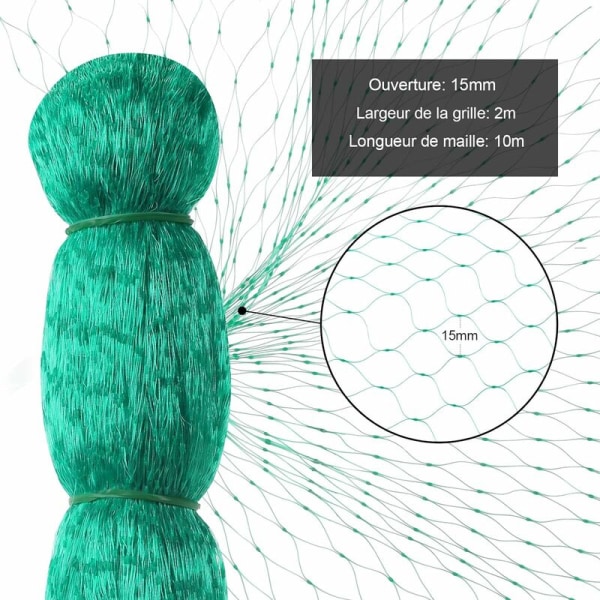 Fuglenet, 3 stk. 2 x 10 m Grønt Havefuglenet Beskyttende Net, Beskyt Planter, Frugter, Blomster og Grøntsager, 15 mm Masker
