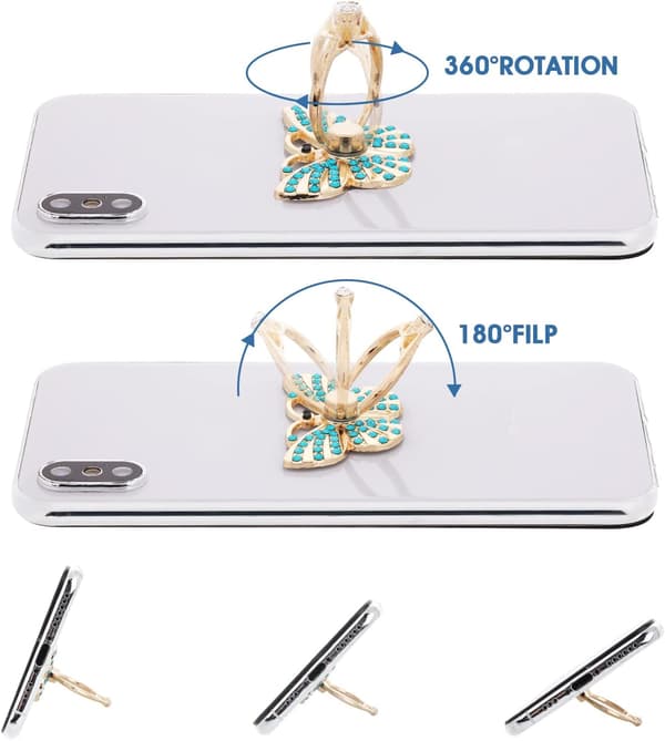 (4 Farver) Telefon Ring Holder, 4 Stykker Sommerfugl Telefon Ring Holder