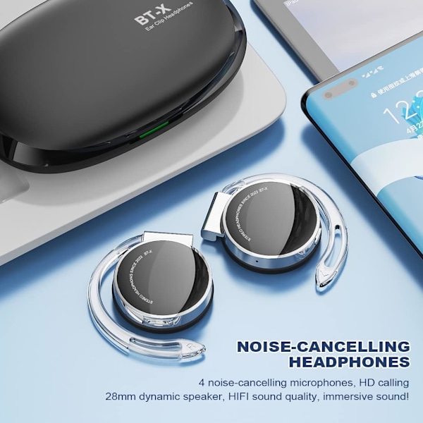Bluetooth 5.3 On-Ear Hodetelefoner - Åpen Øre Design, 4 Mikrofoner, Lang Batteritid med Ladeetui