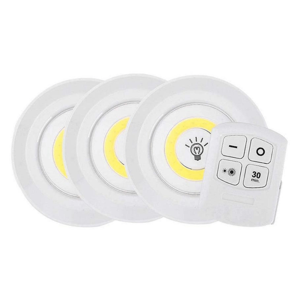 3-pack självhäftande LED-spotlight med fjärrkontroll 1-pack