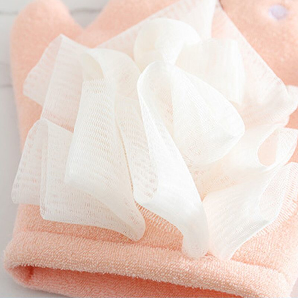 Barnebadehåndkle Dual-use Cartoon Sponge Baby Bath Ball Badehansker Bade Skrubbing Net Skummende Rygg Artifact - Rosa HIASDFLS