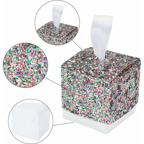 Fluffy Papir Candy Box, Bryllup Fluffy Gaveæske, Kreativ Papir Fest Gaveæske-Farverig 25stk-Fei Yu
