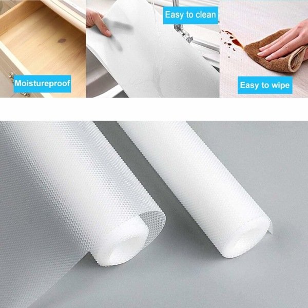 Non-Slip Drawer Mat Transparent EVA Waterproof Washable Cupboard Mat Table Mat for Home and Kitchen Antibacterial Refrigerator Mat (45 x 150