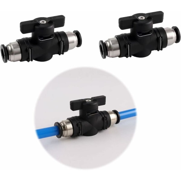 2pcs 4mm Pneumatic Fittings Push Quick Connector Manual Push Valve Connection Pneumatic Straight Connector for Connecting Nylon and PU Polye