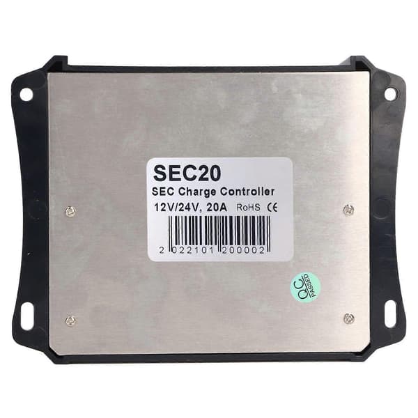 Solpanelcontroller 3-Trins PWM Opladning Intelligent Mikrocontroller ABS Aluminiumplade 12V 24V Solcelleopladningscontroller SEC20(20A)