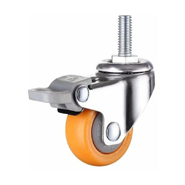 Tunge transporthjul med brems, 360 graders sving, perfekt for små møbler (oransje, størrelse: 25mm, M6x15), 3stk