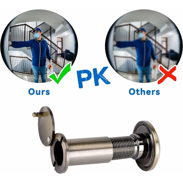 Dørkikkert, 200～ messing dørkikkert med overvåkningsdeksel for montering i 35mm-60mm dørblader (4 stk, frostet gull)