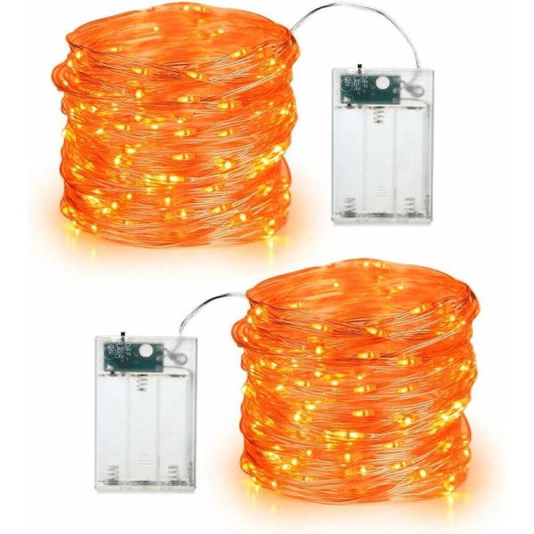 Efterårslygter (2-pak), 5M Mini LED-lys, batteridrevet udendørs og indendørs sølvtrådsdekorationslys til Halloween Bedr