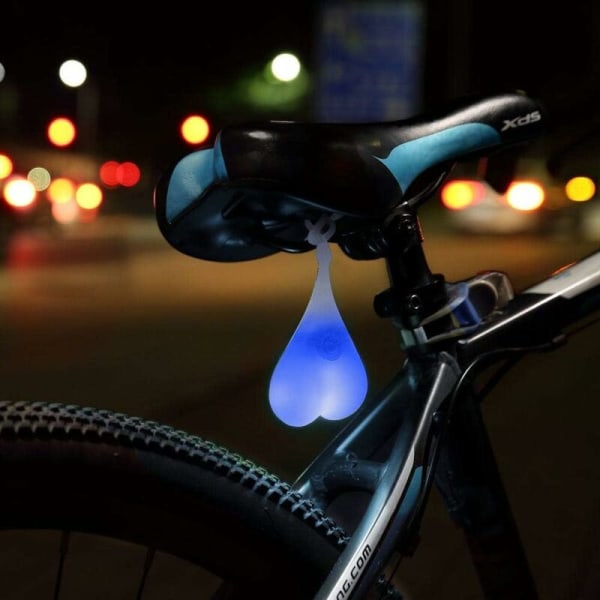 Sydämenmuotoinen kevyt Silikonipallot Pyörän Polkupyörän Takavalot LED Varoitusvalot Yö Vedenpitävä Vuokraistuimen munalamppu - Sininen valo-Fei Yu