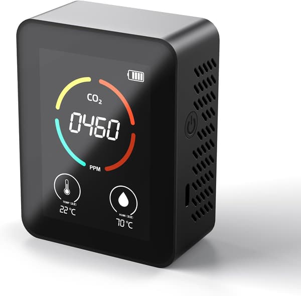 CO2-måler Multifunktionel Termohygrometer Digital Luftdetektor til Hjemmet Intelligent Luftkvalitetsmonitor, Sort