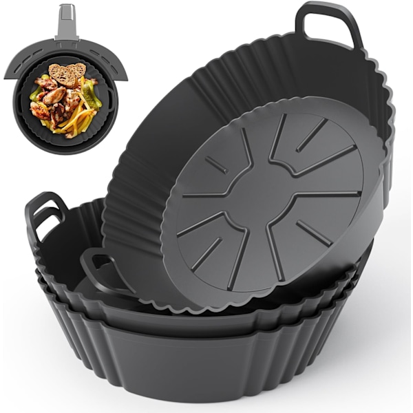 Runde Silikone Airfryer Liners, 3 stk.