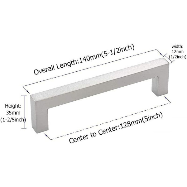 10 x 128mm Porausreikä Ruostumaton Teräs Hopea Kalusteet Kahvat Tanko Kahva (Putken Halkaisija: 12 x 12mm)