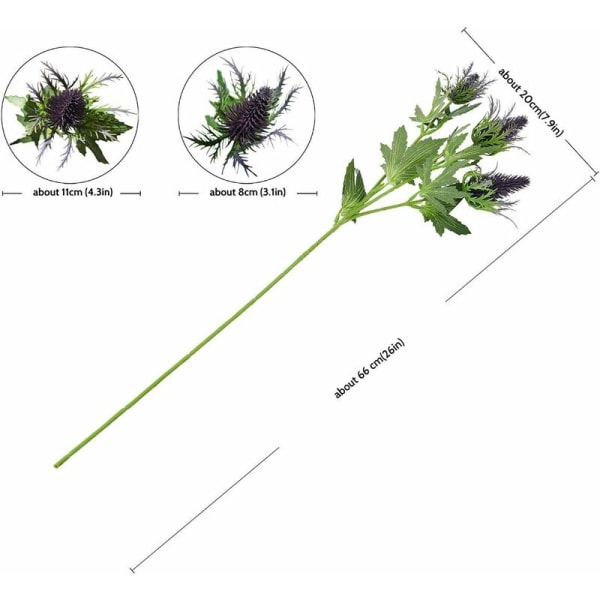 Kunstige blå tidselblomster i naturlig størrelse - 2 stilke - Rustik blå tidseldekoration - Eryngium - Strandmand - Til bryllupsbuketter og midterstykker