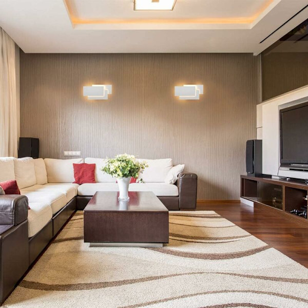 Vägglampa för inomhus, modern LED-vägglampa vit 24W, IP20, ej dimbar, dekorativ belysning i aluminium för sovrum, korridor, vardagsrum
