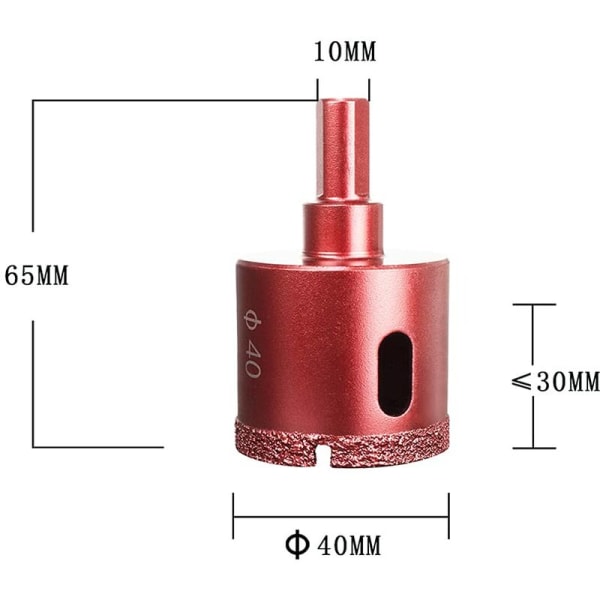 Diamantbelagd hålsågsborr, Performance Hålskärare för glas/kakel/granit/marmor (40 mm)