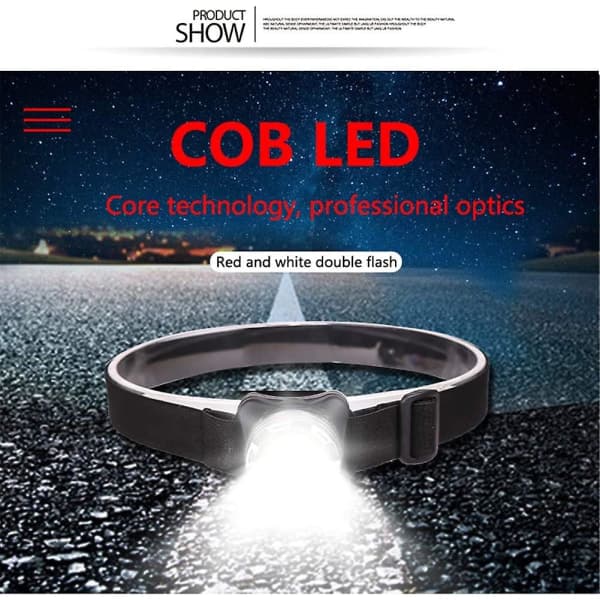 USB Hodelykt, Cob Super Sterk Hodelykt Oppladbar Lommelykt Hodelykt Løping Camping