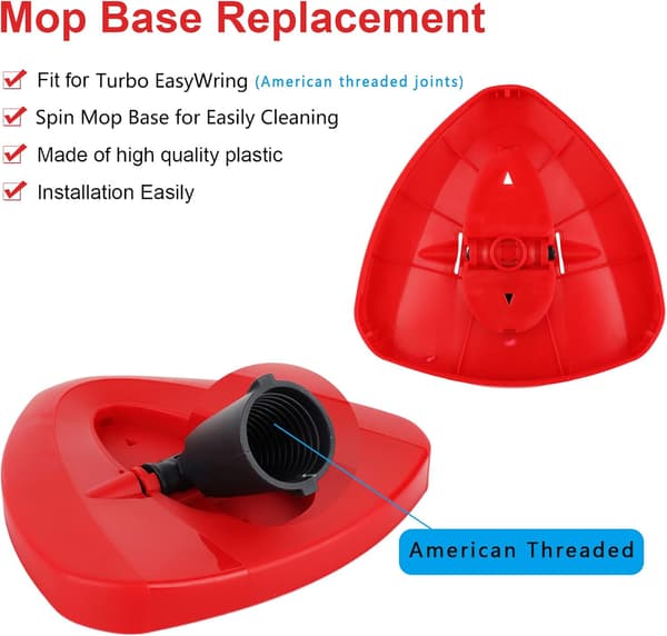Rød Spin Mop Erstatningsbase for Vileda Mop, Trekant Spin