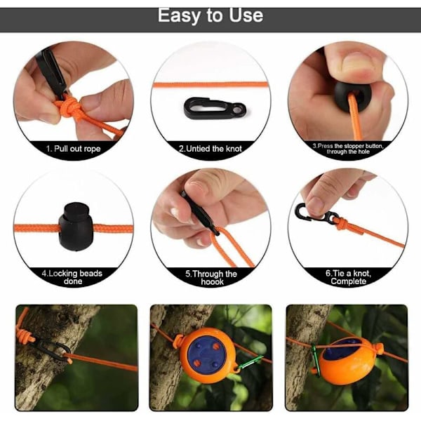 Retractible Camping Clothesline, with 10 Fixed Loops and 20 Clothes Pegs, 8M Outdoor Adjustable Clothesline for Outdoor Travel Vacation Camp