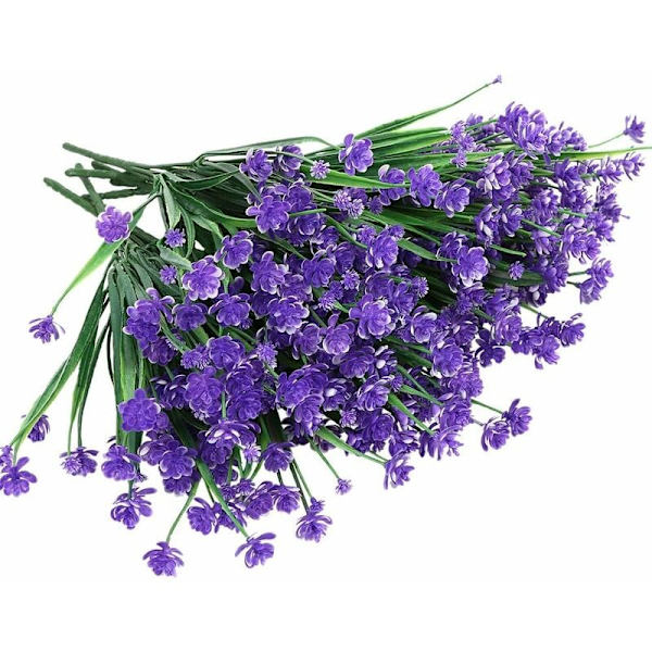8 buntar konstgjorda blommor utomhus UV-beständiga buskar växter, konstgjord plastgrönska för inomhus utomhus hängande växter trädgård veranda W