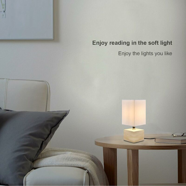 Moderne Dekorationsnatlampe, [E14 Pære Inkluderet] Æstetisk Atmosfære Læsebordlampe Træ Øjenpleje Natur Soveværelse Belysning (HVID) [E