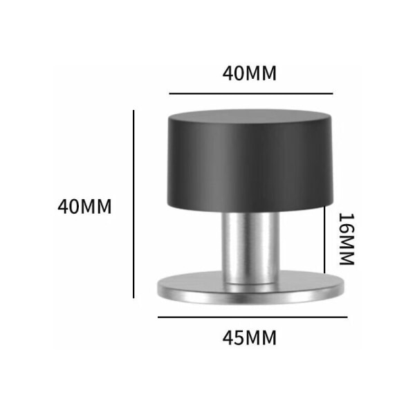 3 stk. selvklæbende dørstop i rustfrit stål med stødabsorberende gummi til montering på væg eller gulv med 3M dobbeltklæbende tape