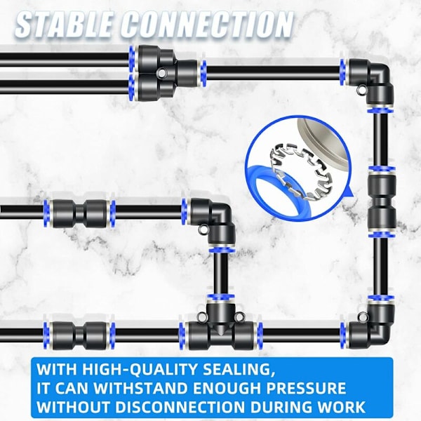 6 stk blå 14mm OD rett push-to-connect-fittings (PU-14)