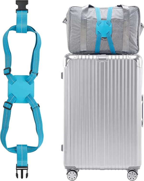 Bagage Elastiska Remmar TSA Godkända, Resväska Elastiska Remmar för Resväskor Lägg till en Väska (Blå)