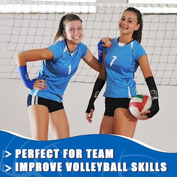 3 par sports volleyball arm sleeves til ungdoms volleyball håndledsbeskyttere og tommelfingerhuller blå/hvid/sort