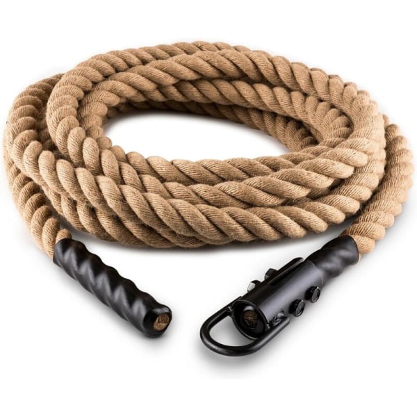 Power Rope H4 4M -harjoitusköysi (3,8 cm, hamppuköysi, kattokiinnittäminen kiipeilyyn, luonnollisia hamppukuituja, vankka ja optimaalinen)