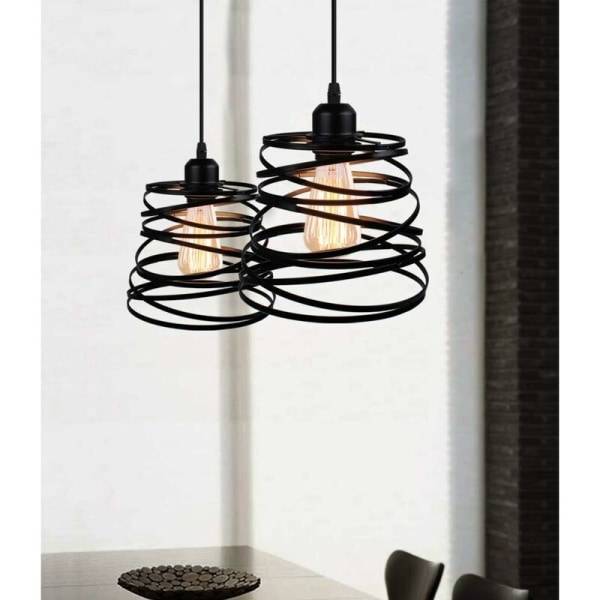 Sæt med 2 pendellamper Kreative moderne lamper Lysekrone Kaskade Spiral design Loftslampe Vintage metal E27 ophængslampe til stue
