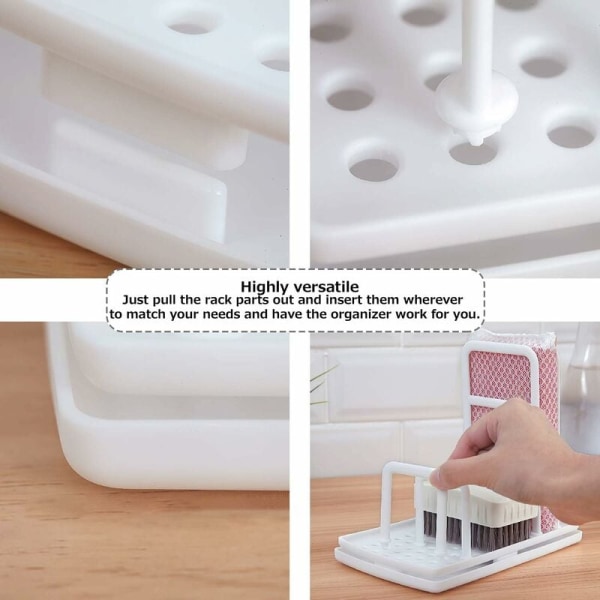 Rosa vaskeorganisator DIY kjøkkenredskapsholder avløp svamp holder håndkleholder organisator PP plast hvit