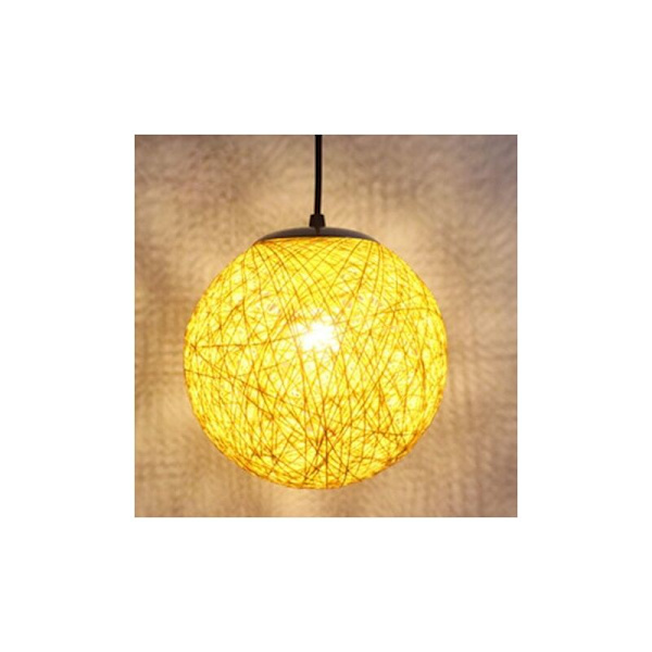 STOEX Keltainen Retro Riippuvalaisin 15cm Pyöreä Rattan Pallo, Kattokruunu Varjostin DIY Kattolamppu E27 Olohuoneeseen Ravintolaan Kauppakeskukseen Baariin