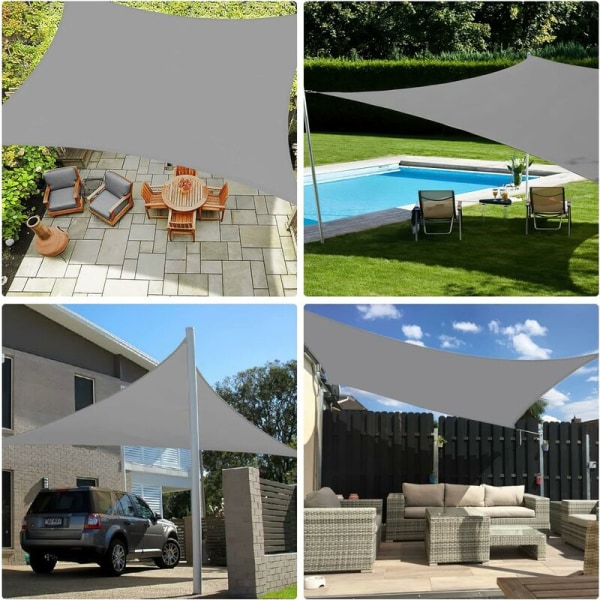 Vandtæt rektangulær skygge sejl, Oxford Polyester 95% UV beskyttelse, rivefast, udendørs solbeskyttelse til have, balkon, terrasse,