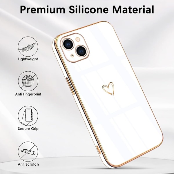 iPhone 13 -kuori söpöllä suojakuorella, valkoinen