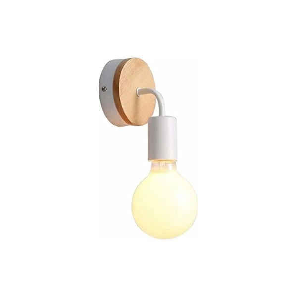 Nordisk LOFT Moderne Samtids E27 LED Vægskinne Vægskinne Massivt Træ & Smijern Soveværelse Stue Sengelampe Trappe Vægskinne (Hvid)