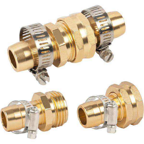 Puutarhaletkun korjausliittimet puristimella, sopii 3/4\" tai 7/8\" puutarhaletkuliittimille, 4 kpl:n setti