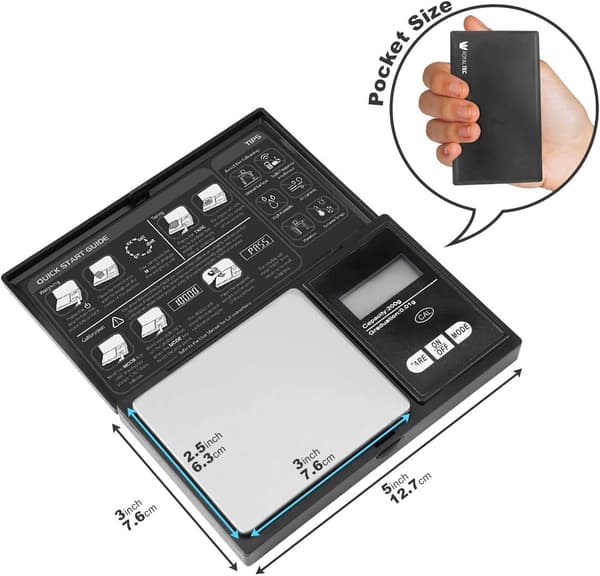 Digitaalinen taskuvaaka - 200g x 0,01g - Musta