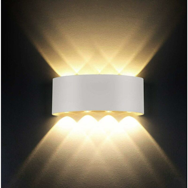 Moderne væglampe IP65 Vandtæt 8W LED væglamper Aluminium Indendørs væglampe til stue soveværelse gang trappe sti (varm hvid Li