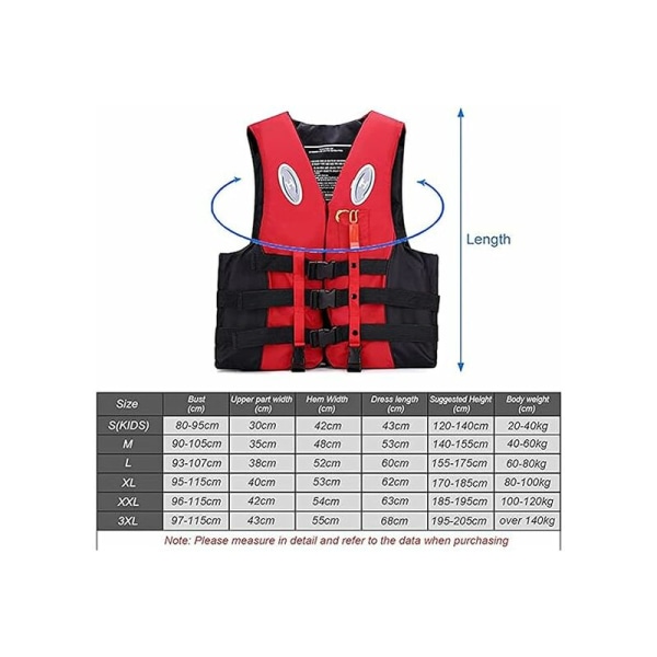 Vest for voksne barn, 25-110 kg, vest for vannsport, kajakkpadling, XXL-DENUOTOP