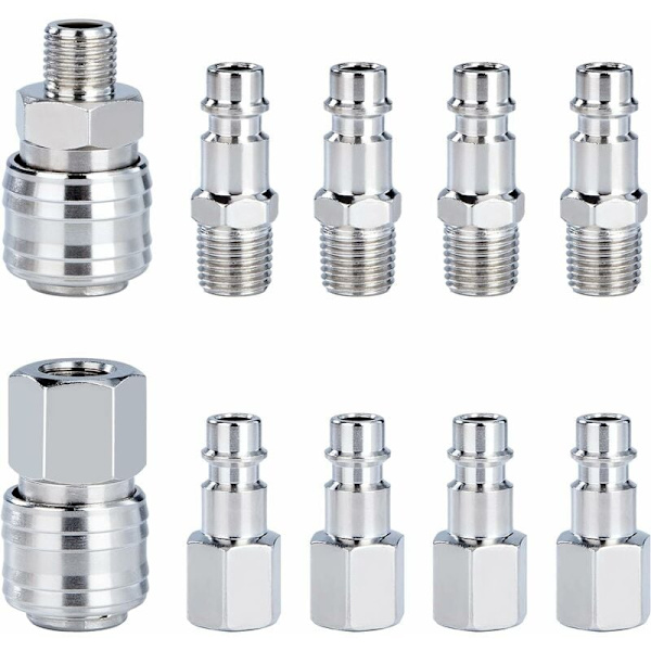 8 st pneumatiska snabbkopplingar, pneumatiska kopplingar, snabbkopplingar, diameter 8 mm, för bilindustrin, vit, PT1/8