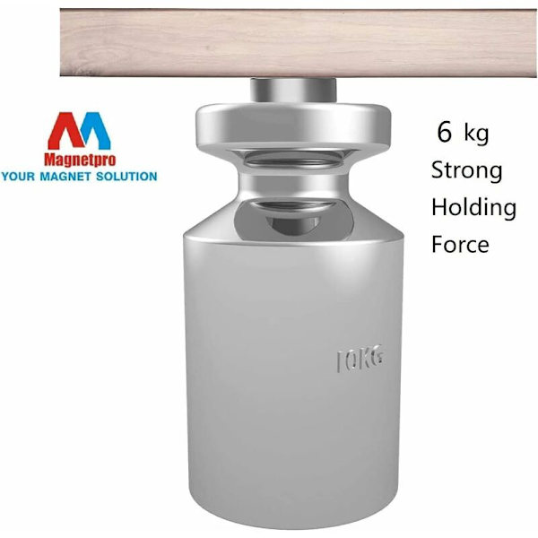 Magneetit 6 kg voima 16 x 5 mm reiällä ja kapselilla, upotettu pottimagneetti ruuveilla - 12 kpl