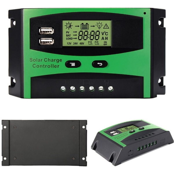 30A solcelle-regulator 12V 24V LCD-funktion dobbelt USB-udgang 5VDC solcellepanel batterioplader-regulator