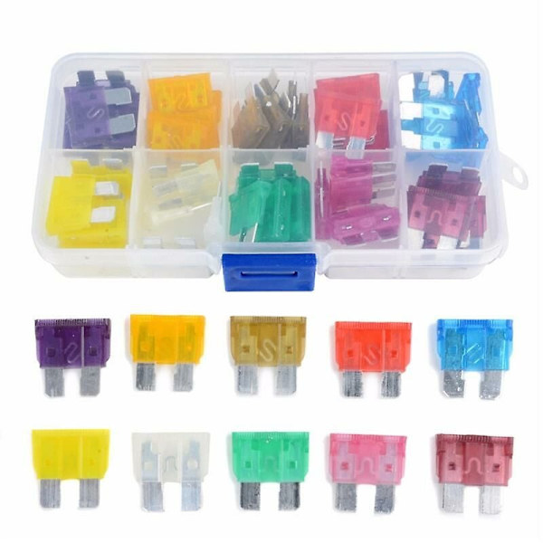 50 stk. blandet medium standard bladfuse 32v assorteret sæt bil auto 3a-40a+boks til bil varevogn lastbil coa