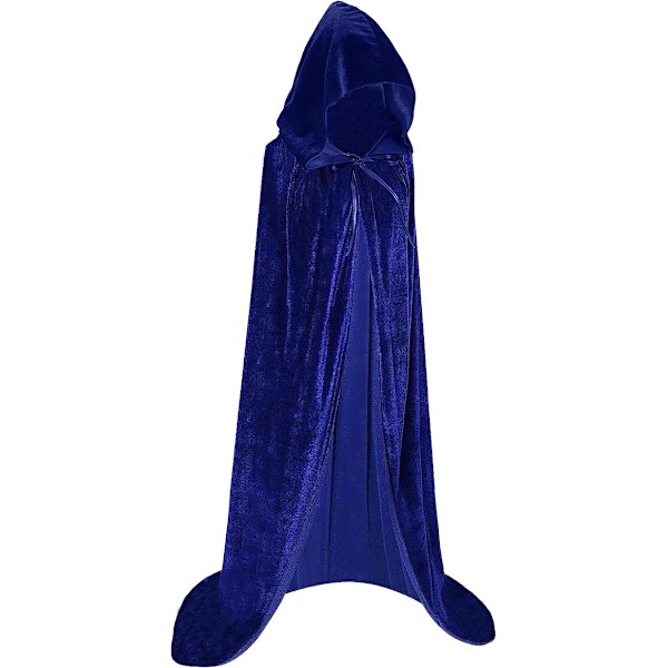 Unisex Vuxen Huvförsedd Kappa Halloween Kappa Lång Sammetskappa Cosplay Kostym Blå
