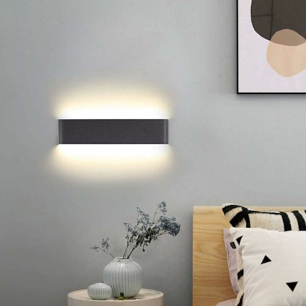 Indendørs væglampe LED sort 31CM varm hvid væglampe 20W 3000K moderne til soveværelse stue trappe korridor badeværelse