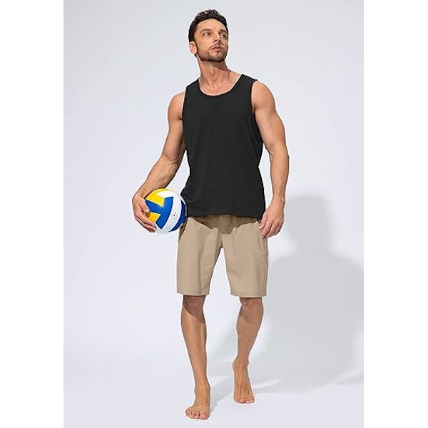 Snabbtorkande badshorts för män med dragkedjeficka, badshorts för män - Inget nätfoder - XL - Khaki