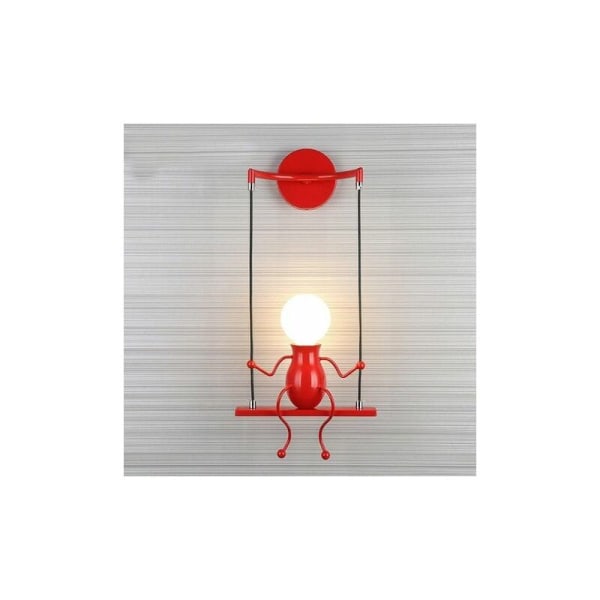 Modern Vägglampa Sconce Kreativ Enkelhet Design Liten Person Kreativ E27 Röd Ljusarmatur för barnrum Hall Dekorativt ljus