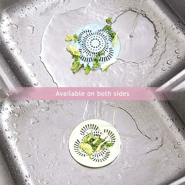 2 st Plastdiskbänksfilterkar eller diskbänkssil ihåligt blommönster cover Hårfångare för kök eller badrum (blå)